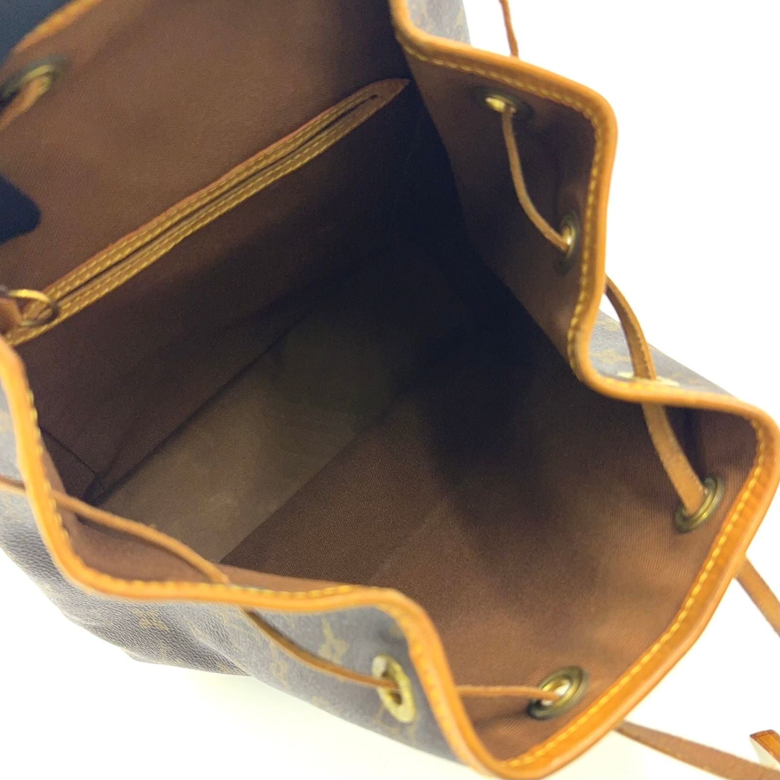 Louis Vuitton Montsouris MM Monogram Leather Brown Light Backpack Gold — view 3