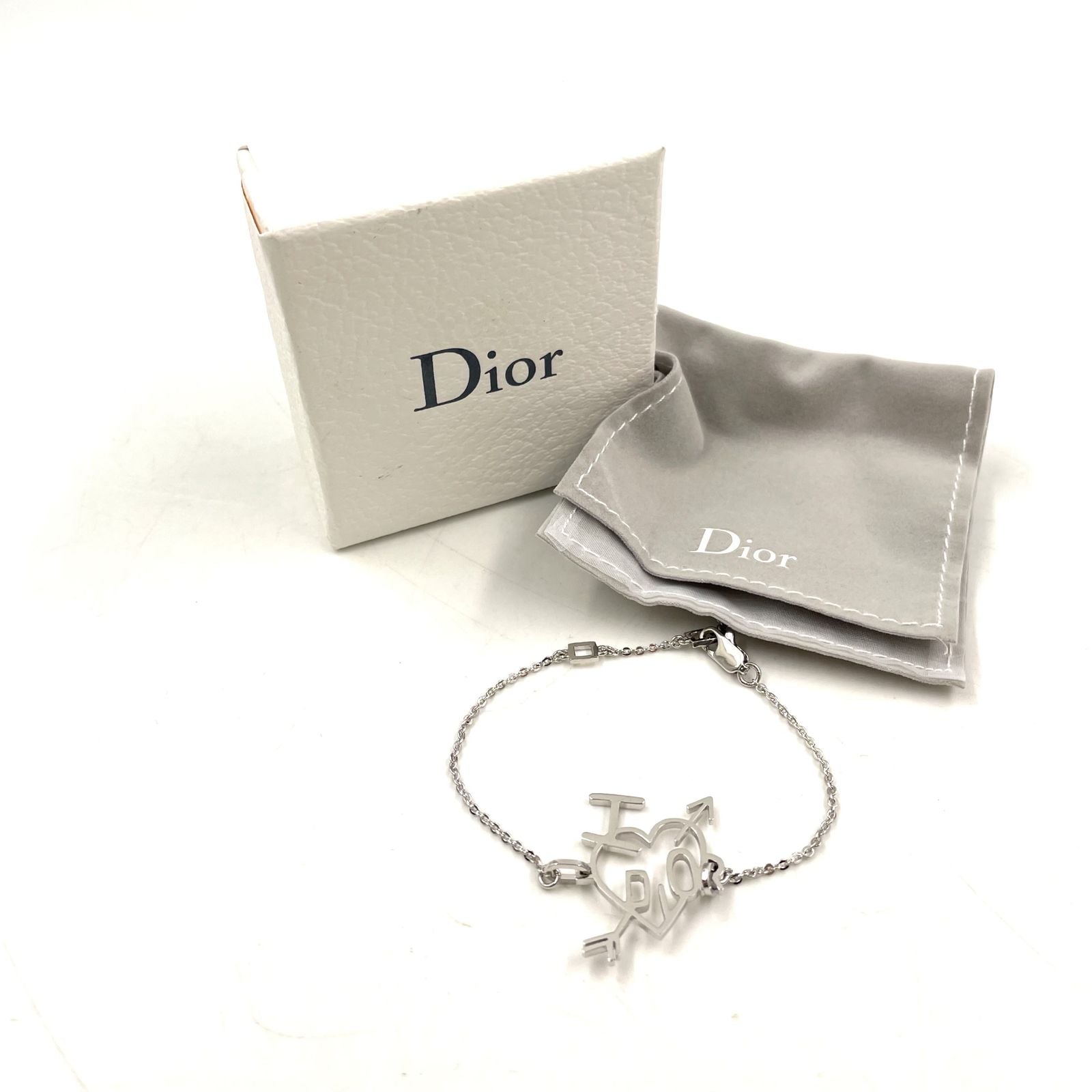 Dior I Love Heart Aro Metal Silver Bracelet Bangle — view 8