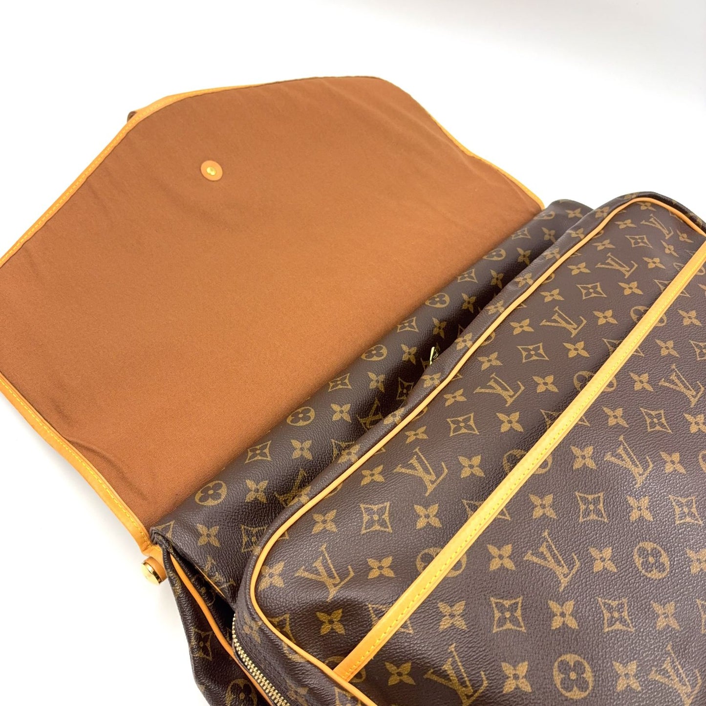 Louis Vuitton Sac Monogram Leather Brown Travel Bag Gold — view 8