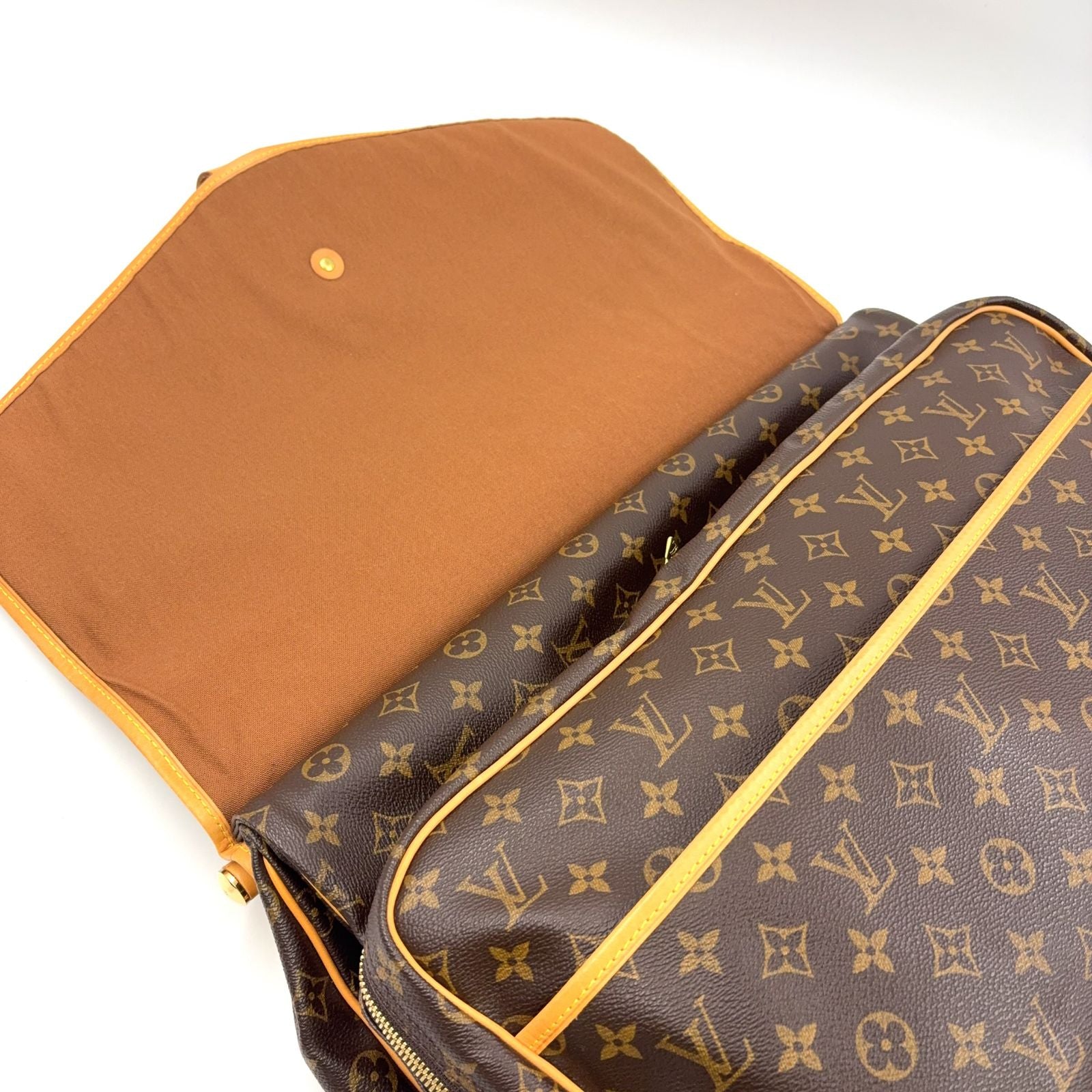 Louis Vuitton Sac Monogram Leather Brown Travel Bag Gold — view 8