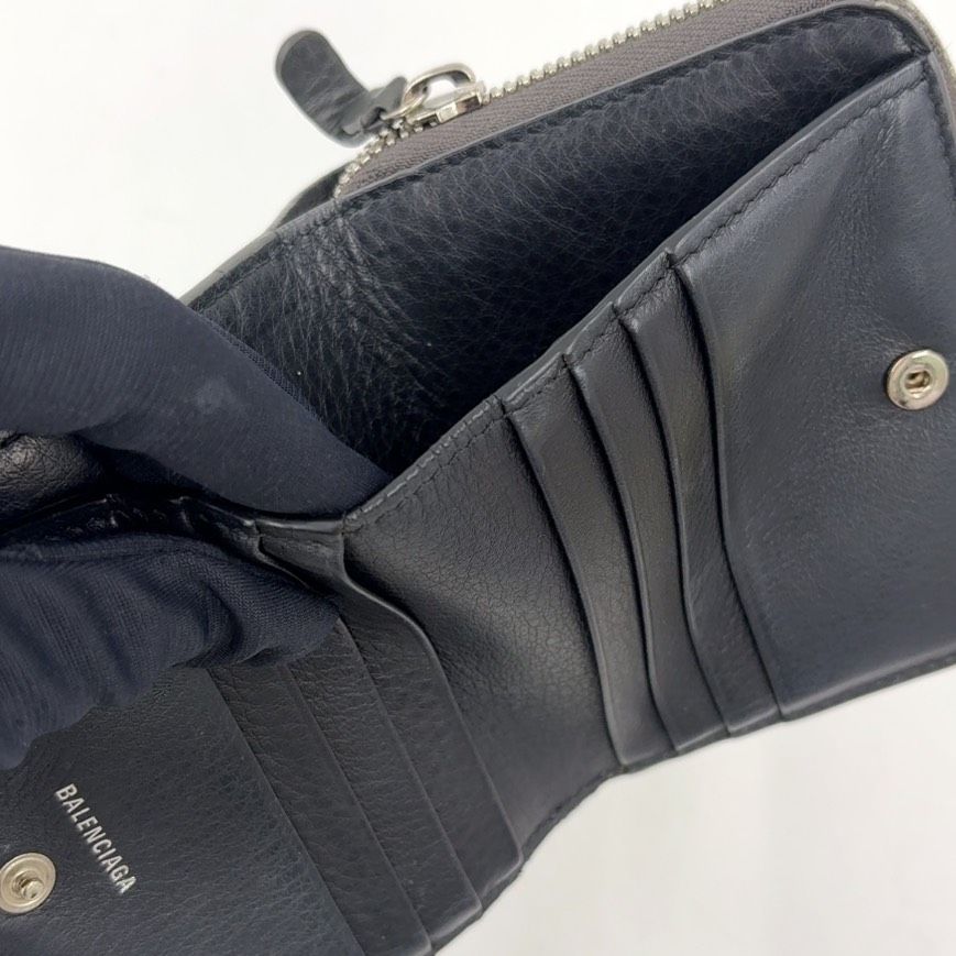 Balenciaga Everyday Billfold Bifold Wallet Leather Gray Silver — view 9