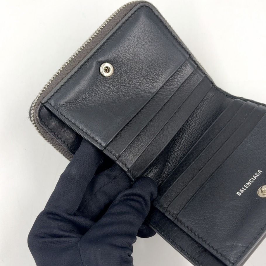 Balenciaga Everyday Billfold Bifold Wallet Leather Gray Silver — view 6