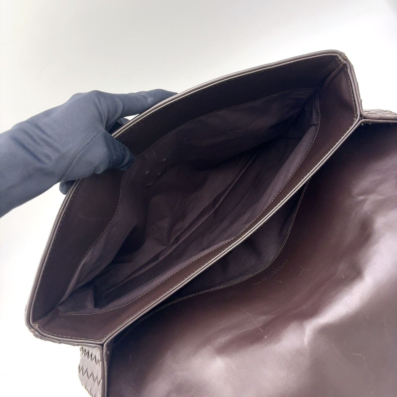 Bottega Veneta Intrecciato Leather Dark Brown Business Bag Silver — view 3