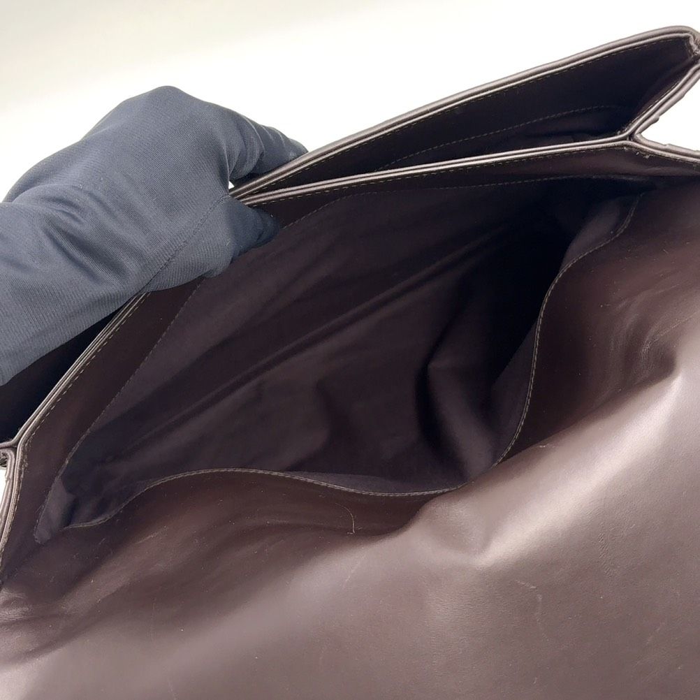 Bottega Veneta Intrecciato Leather Dark Brown Business Bag Silver — view 4