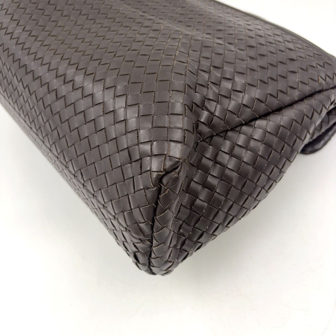 Bottega Veneta Intrecciato Leather Dark Brown Business Bag Silver — view 8