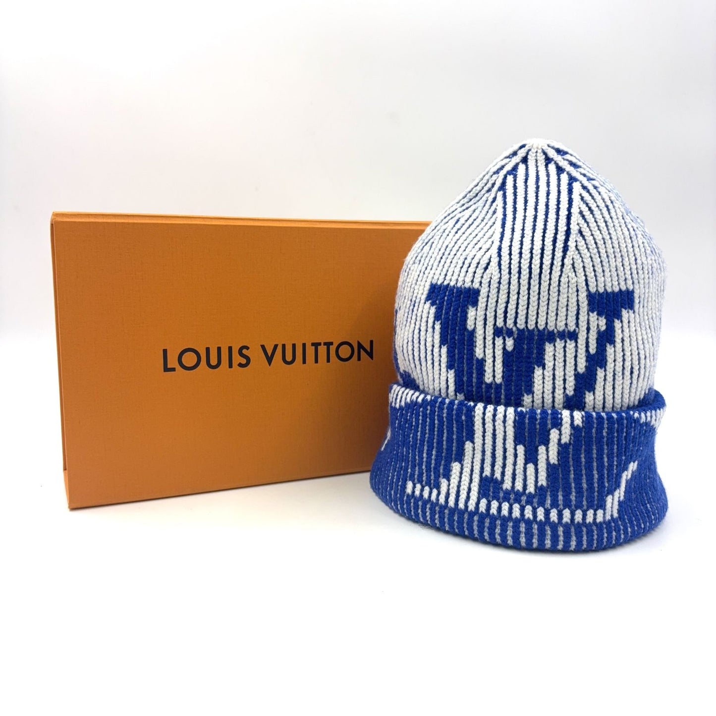 Louis Vuitton Bonerib Flower Wool Blue White Knit Hat — view 9