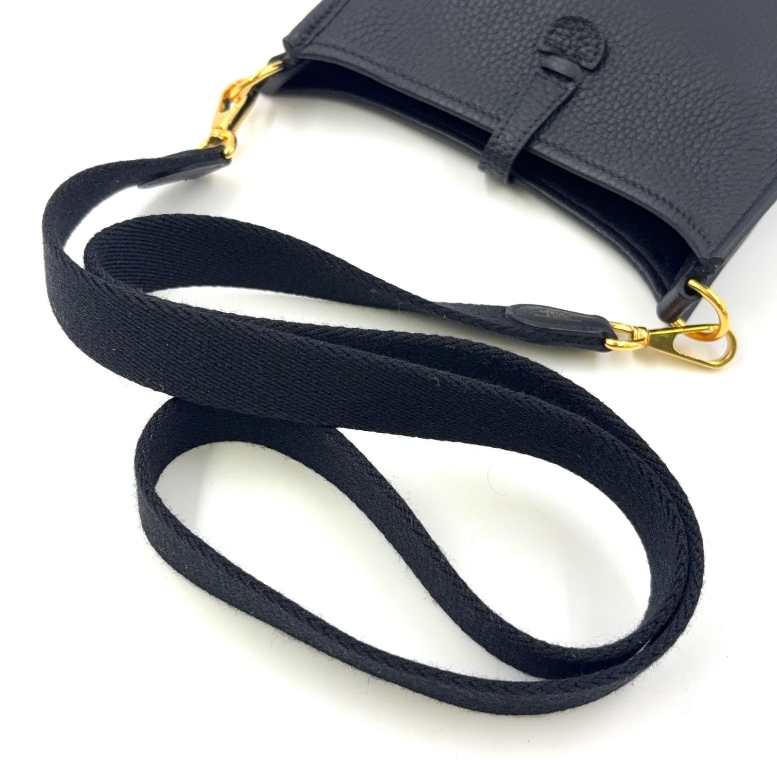 Hermes Evelyne TPM 16 Leather Black Shoulder Bag Gold — view 8