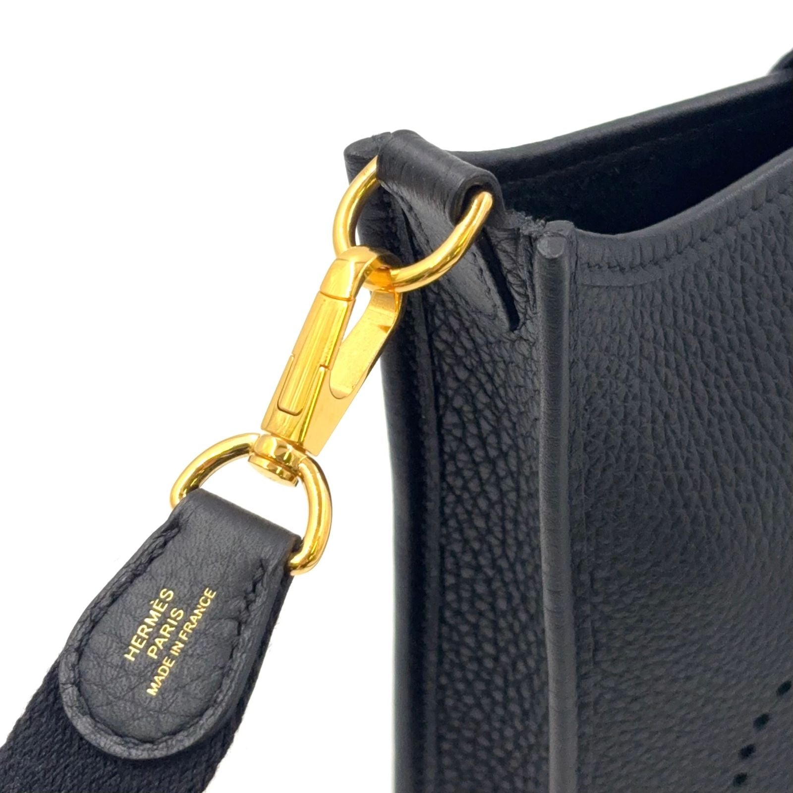 Hermes Evelyne TPM 16 Leather Black Shoulder Bag Gold — view 9
