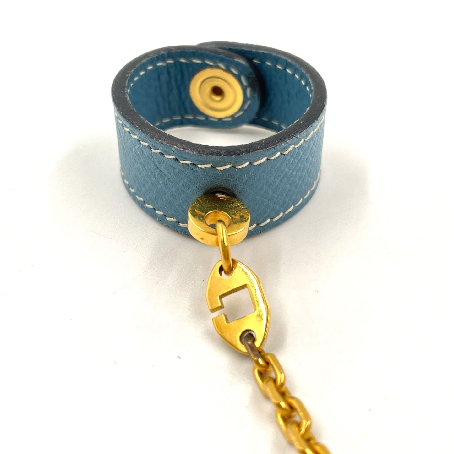 Hermes Glove Holder Nomad Leather Blue Gold Gloves — view 4