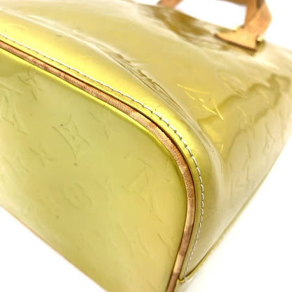 Louis Vuitton Monogram Vernis Lime Yellow Leather Enamel Light Brown Handbag — view 8