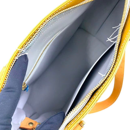 Louis Vuitton Monogram Vernis Lime Yellow Leather Enamel Light Brown Handbag — view 3