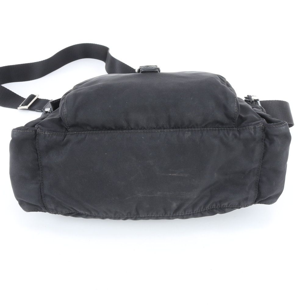 Prada Tessuto Nylon Triangle Logo Leather Shoulder Bag Crossbody Messenger — view 6