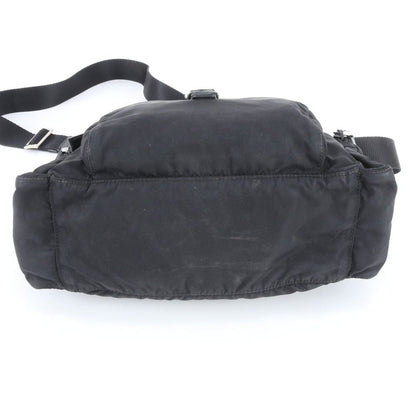 Prada Tessuto Nylon Triangle Logo Leather Shoulder Bag Crossbody Messenger — view 6