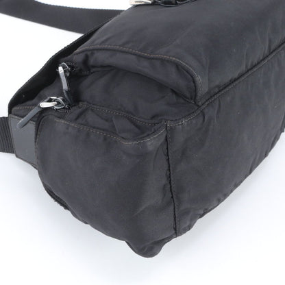 Prada Tessuto Nylon Triangle Logo Leather Shoulder Bag Crossbody Messenger — view 4