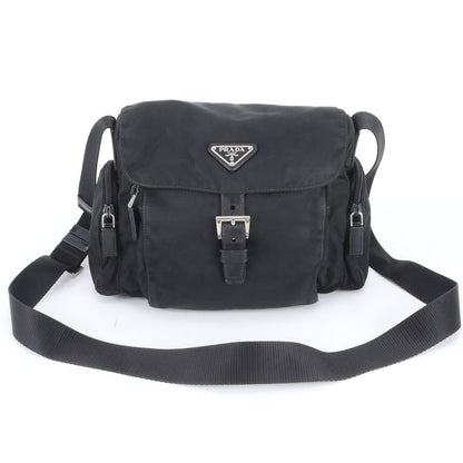 Prada Tessuto Nylon Triangle Logo Leather Shoulder Bag Crossbody Messenger