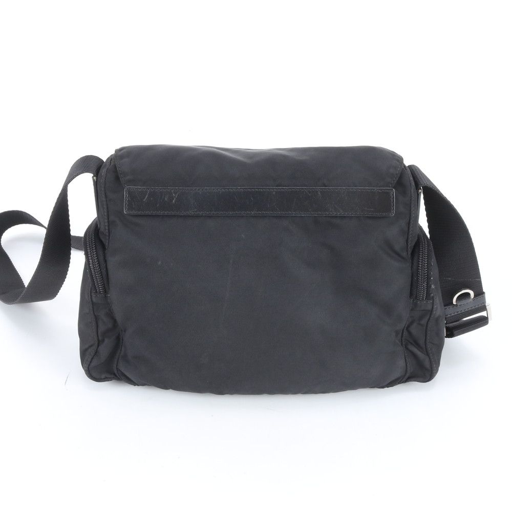 Prada Tessuto Nylon Triangle Logo Leather Shoulder Bag Crossbody Messenger — view 2