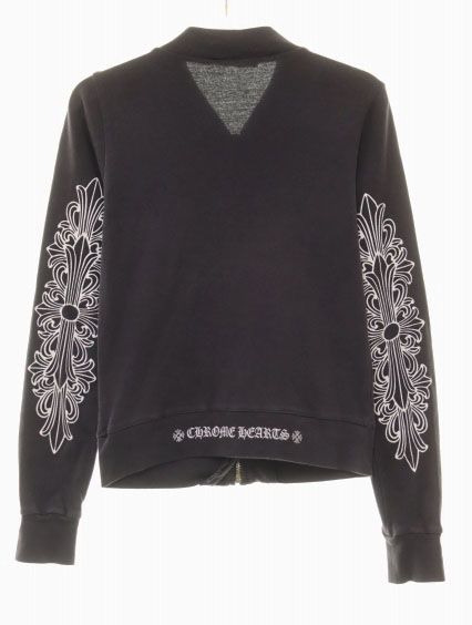 Chrome Hearts Vintage Sleeve Floral Zip Up Jersey Black Sweatshirt — view 2