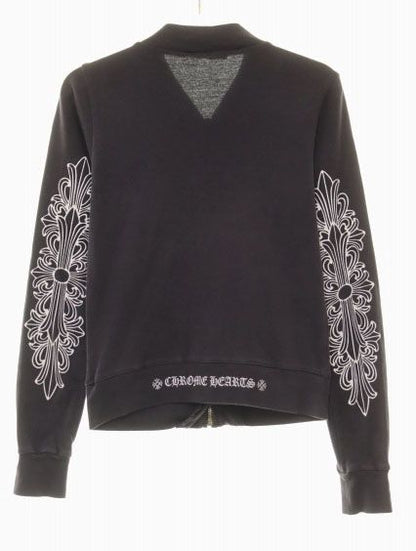 Chrome Hearts Vintage Sleeve Floral Zip Up Jersey Black Sweatshirt — view 2