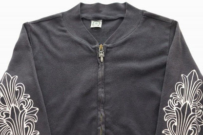 Chrome Hearts Vintage Sleeve Floral Zip Up Jersey Black Sweatshirt — view 3