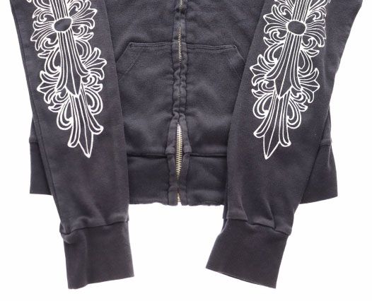 Chrome Hearts Vintage Sleeve Floral Zip Up Jersey Black Sweatshirt — view 4