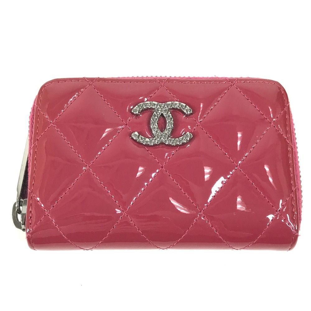 Chanel Coin Case CC Logo Quilted Enamel Pink Purple