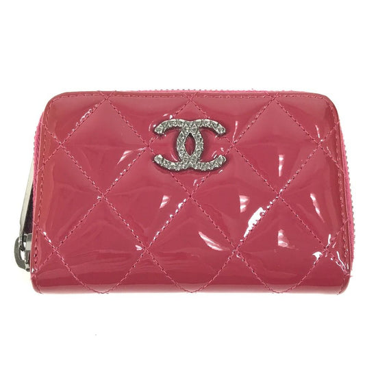 Chanel Coin Case CC Logo Quilted Enamel Pink Purple