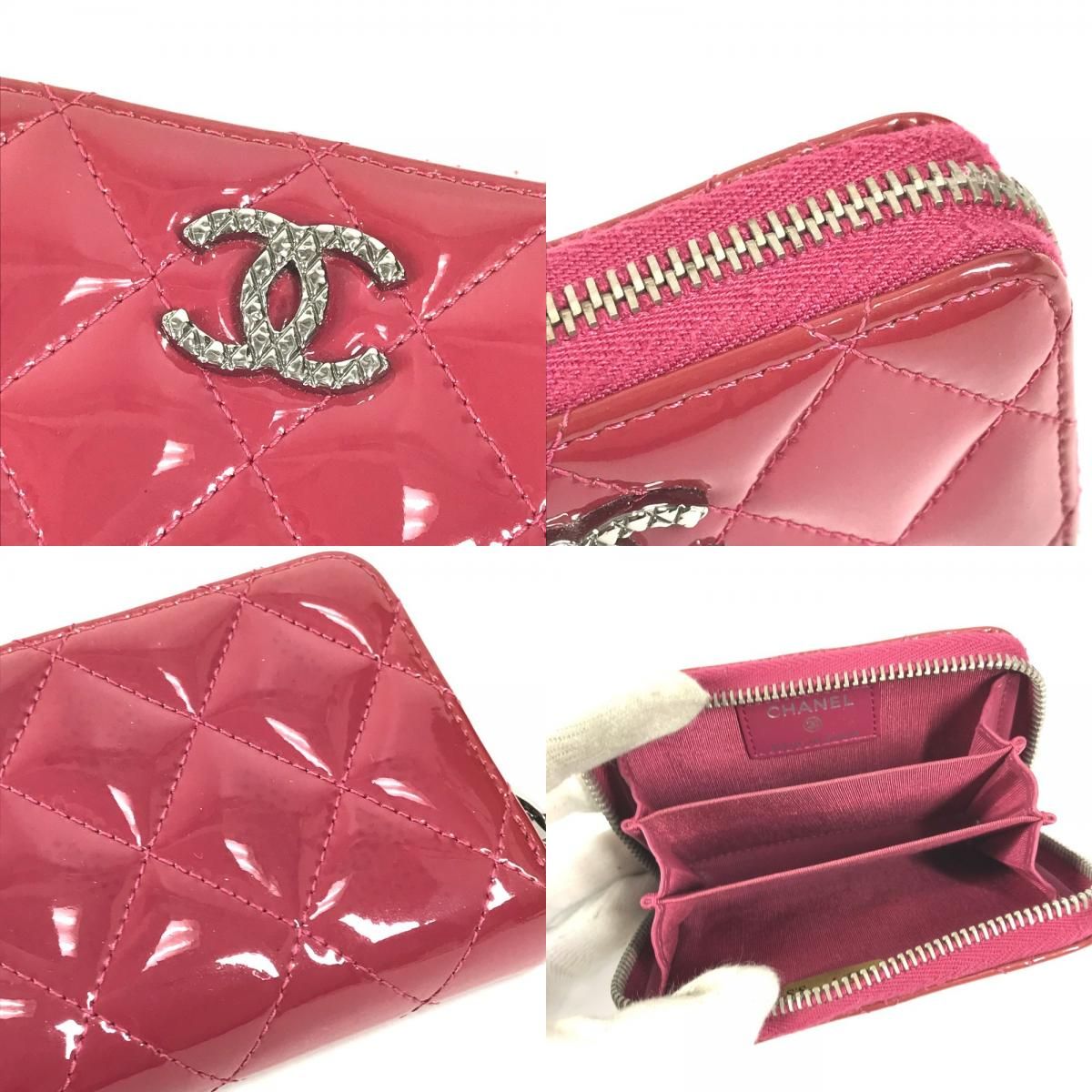 Chanel Coin Case CC Logo Quilted Enamel Pink Purple — view 8
