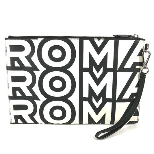 Fendi Clutch Logo Leather Black
