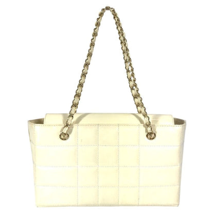 Chanel Shoulder Bag CC Logo Choco Bar Enamel White — view 2