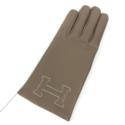 Hermes Gloves Leather Etoupe Gray — view 3