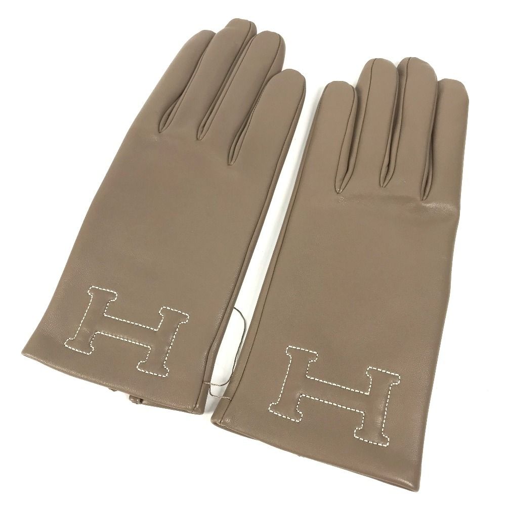 Hermes Gloves Leather Etoupe Gray