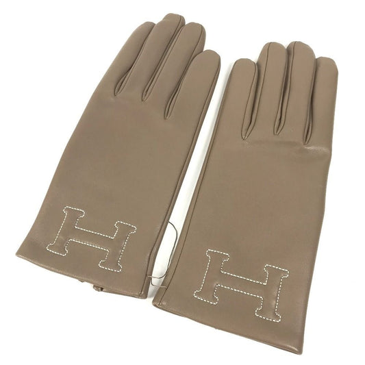 Hermes Gloves Leather Etoupe Gray