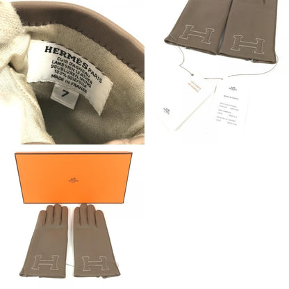 Hermes Gloves Leather Etoupe Gray — view 9