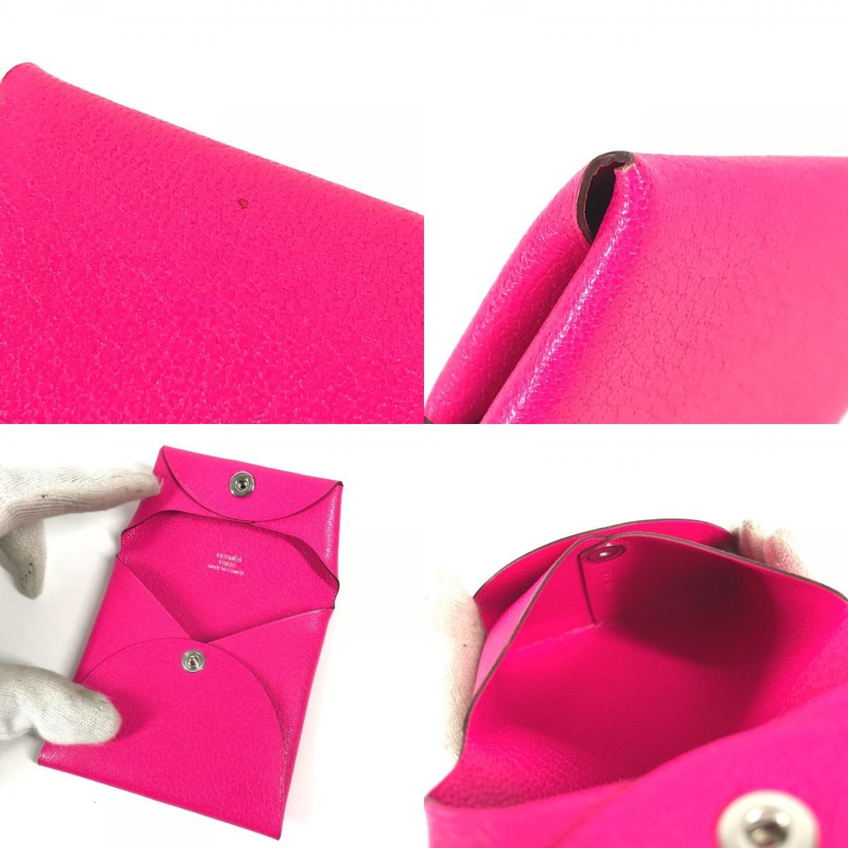 Hermes Coin Case Bastia Leather Pink — view 8