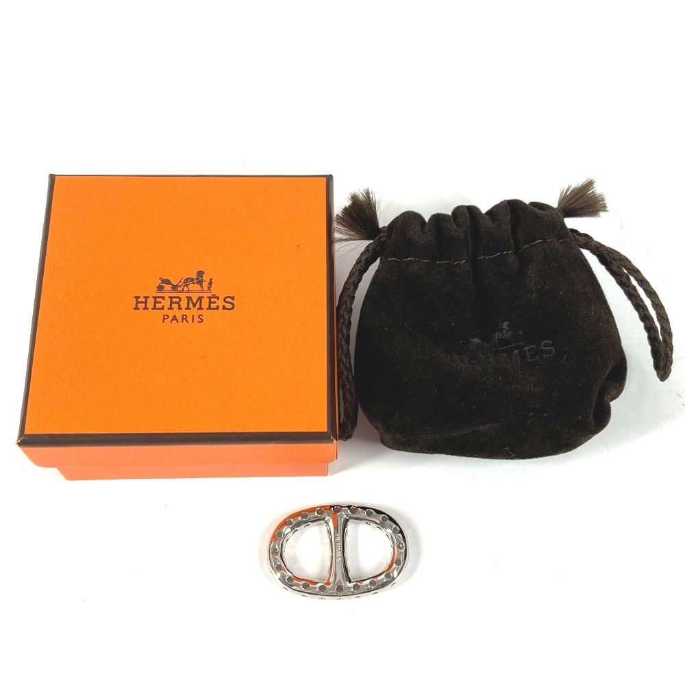 Hermes Scarf Ring Mini Chaine D'ancre Perforet Brass Palladium Silver — view 9
