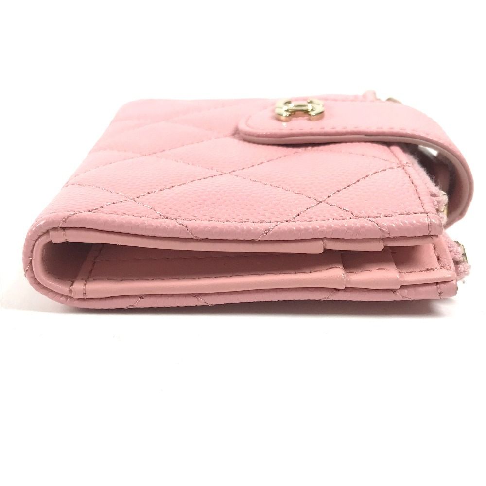 Chanel Coin Case Quilted Double Zip Card Caviar Leather Pink — view 4