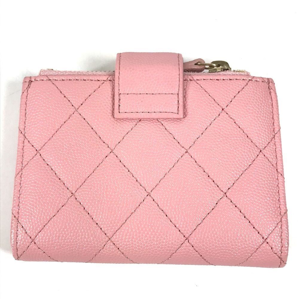 Chanel Coin Case Quilted Double Zip Card Caviar Leather Pink — view 2
