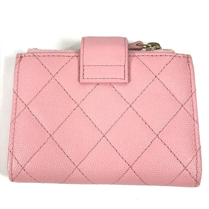 Chanel Coin Case Quilted Double Zip Card Caviar Leather Pink — view 2