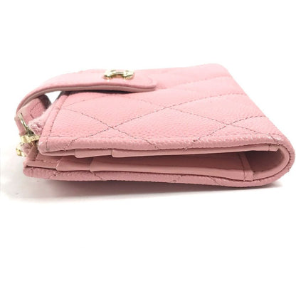 Chanel Coin Case Quilted Double Zip Card Caviar Leather Pink — view 3
