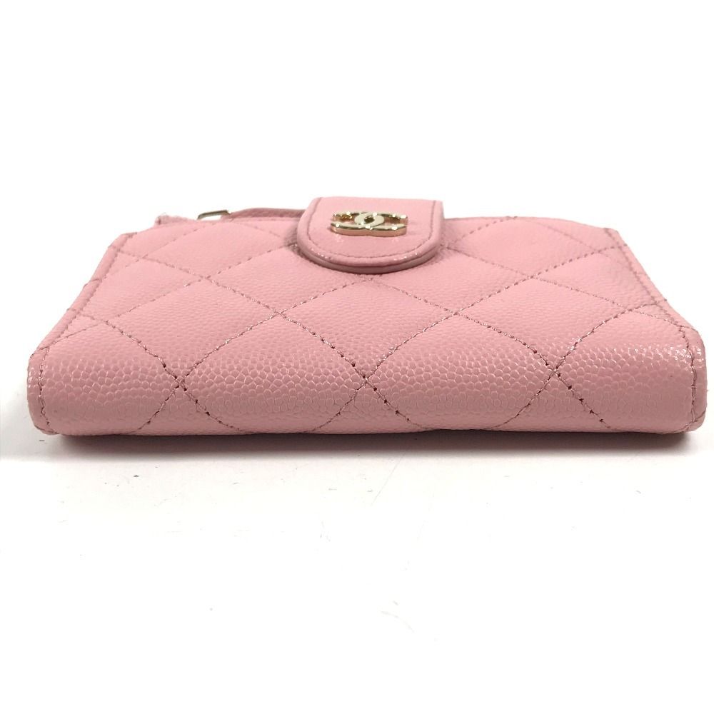 Chanel Coin Case Quilted Double Zip Card Caviar Leather Pink — view 5