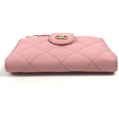 Chanel Coin Case Quilted Double Zip Card Caviar Leather Pink — view 5