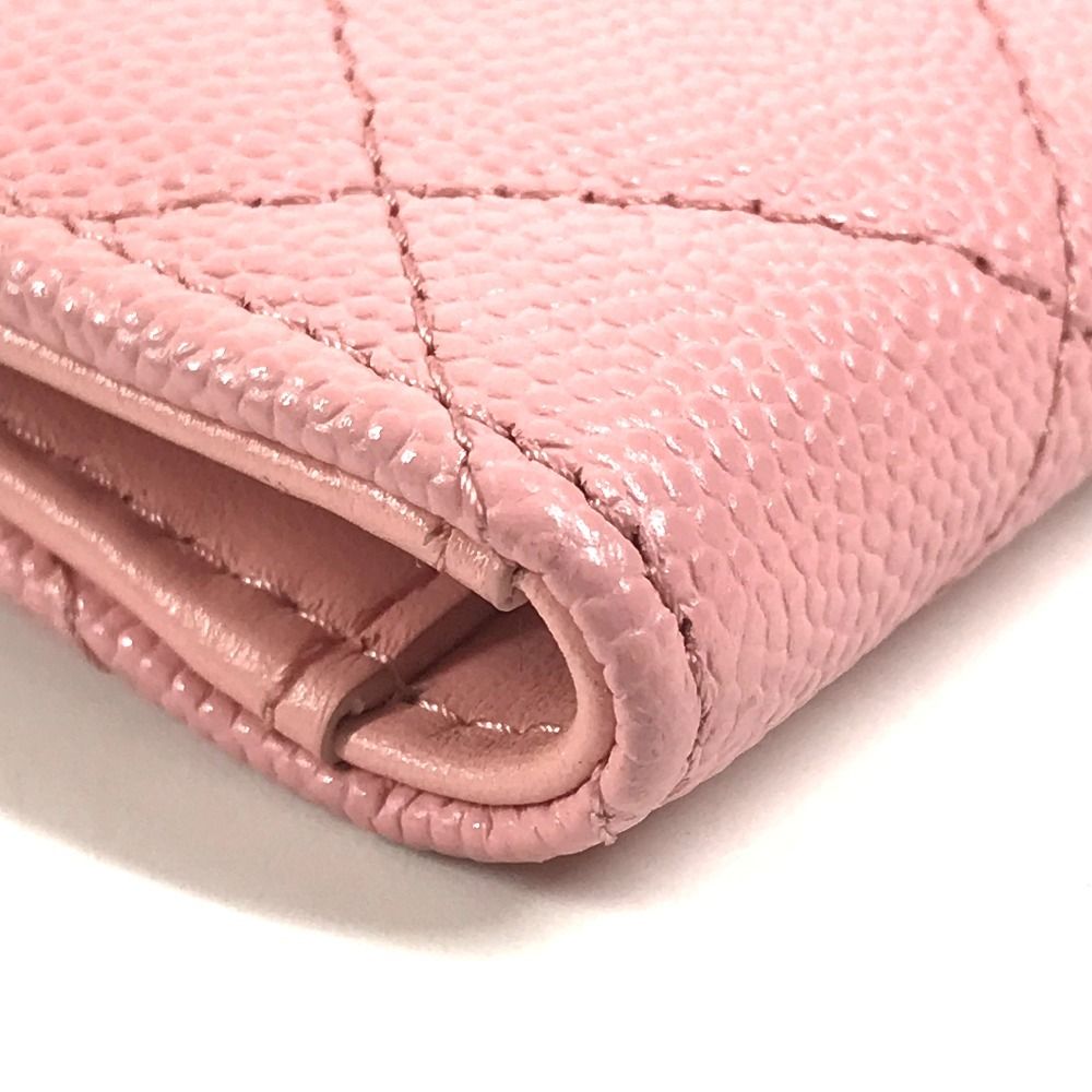 Chanel Coin Case Quilted Double Zip Card Caviar Leather Pink — view 7