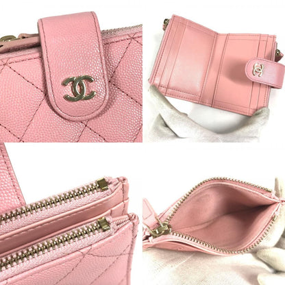 Chanel Coin Case Quilted Double Zip Card Caviar Leather Pink — view 8