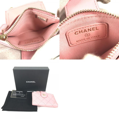 Chanel Coin Case Quilted Double Zip Card Caviar Leather Pink — view 9
