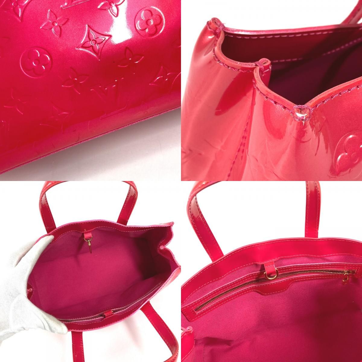 Louis Vuitton Handbag Wilshire Blue Bird Monogram Vernis Rose Pop Pink — view 8