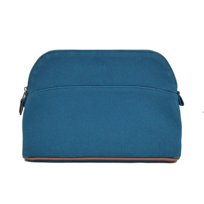 Hermes Bo Tall Pouch 25 Blue Orange Silver Cotton