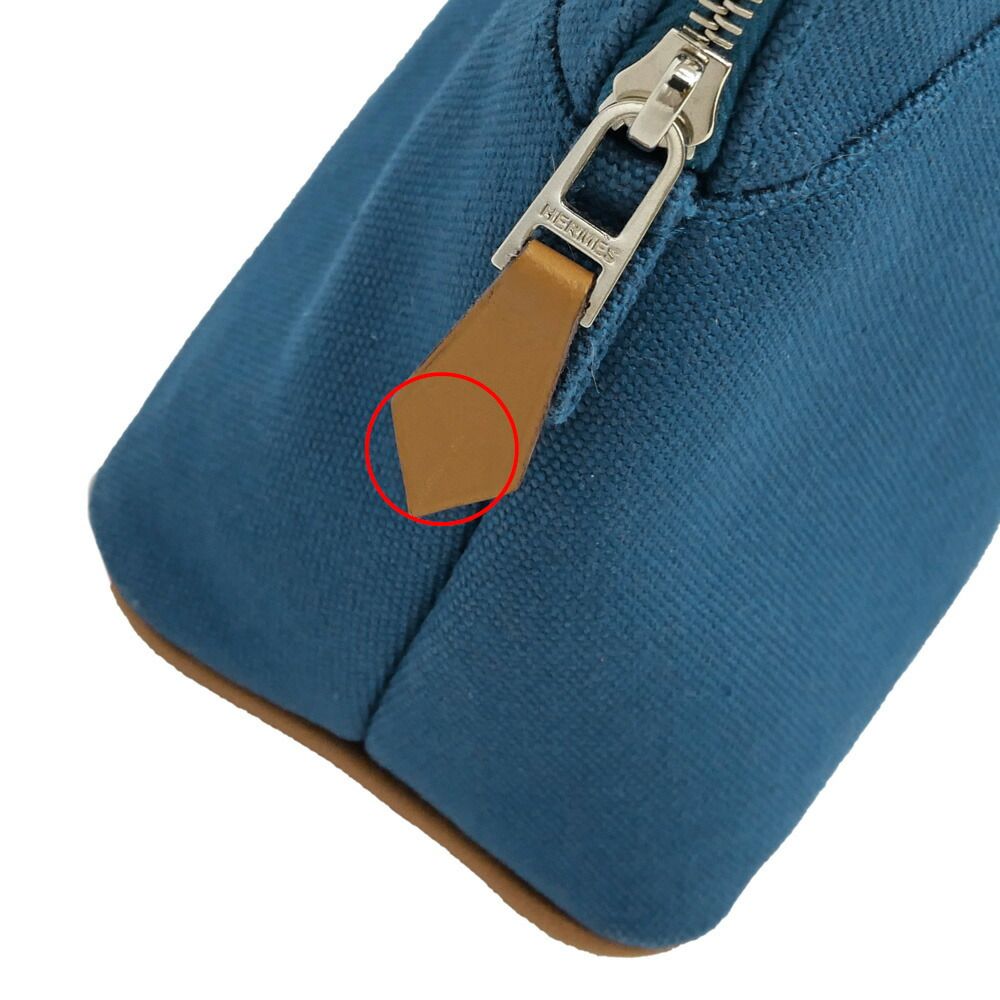 Hermes Bo Tall Pouch 25 Blue Orange Silver Cotton — view 6