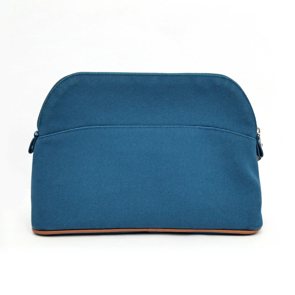 Hermes Bo Tall Pouch 25 Blue Orange Silver Cotton — view 2