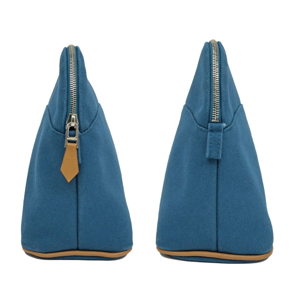 Hermes Bo Tall Pouch 25 Blue Orange Silver Cotton — view 3