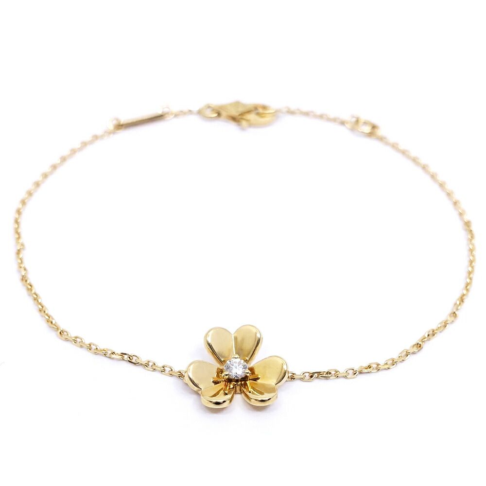 Van Cleef & Arpels 18k Yellow Gold Frivole Mini Bracelet Diamond